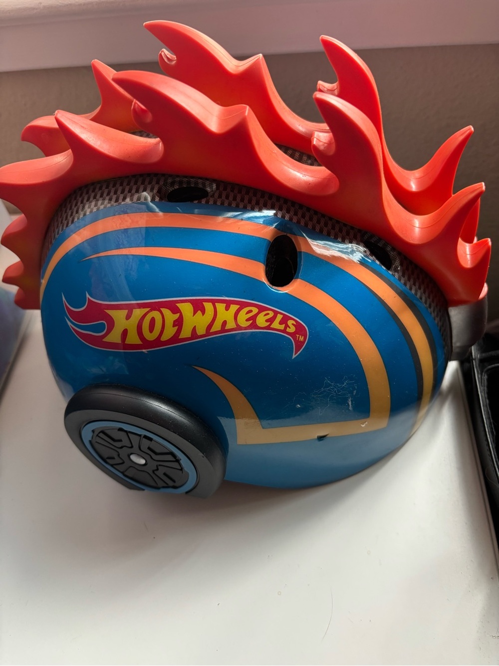 Kids Blue & Orange Flame Helmet